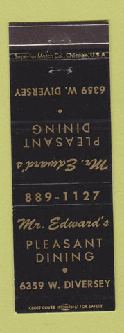 Matchbook Cover - Mr Edward's Pleasant Dining Restaurant Chicago IL