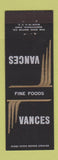 Matchbook Cover - Vances Restaurant
