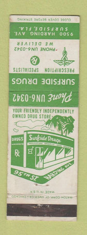 Matchbook Cover - Surfside Drugs Surfside FL WEAR