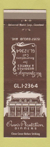 Matchbook Cover - Owen's Plantation Restaurant Cleveland OH