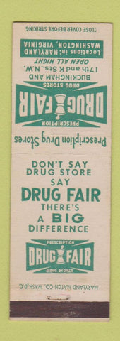 Matchbook Cover - Drug Fair Washington DC