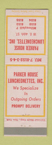 Matchbook Cover - Parker House Luncheonettes New York City
