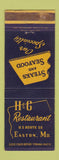Matchbook Cover - H&G Restaurant Easton MD WEAR