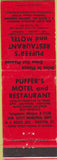 Matchbook Cover - Puffer's Motel Restaurant Groton VT red