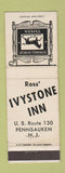 Matchbook Cover - Ross' Ivystone Inn Pennsauken NJ