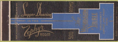 Matchbook Cover - Washington Youree Shreveport LA hotel Zephyr room