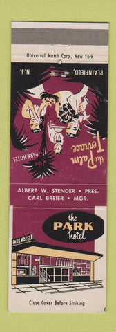 Matchbook Cover - The Park Hotel Plainfield NJ