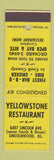 Matchbook Cover - Yellowstone Restaurant Lincolnwood IL