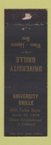 Matchbook Cover - University Grille Oakland? WORN