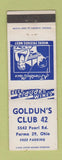 Matchbook Cover - Goldun's Club 42 Parma OH