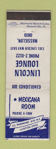 Matchbook Cover - Mexicana Room Lincoln Lounge Canton Massillon OH WEAR