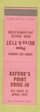 Matchbook Cover - Axford's Point Drive In Berea OH