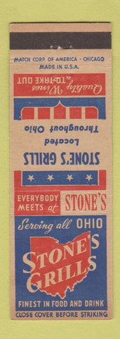 Matchbook Cover - Stone's Grills Cleveland OH