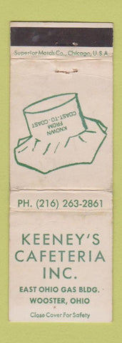 Matchbook Cover - Keeney's Cafeteria Wooster OH WORN