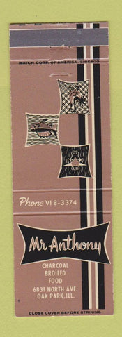 Matchbook Cover - Mr Anthony Restaurant Oak Park IL