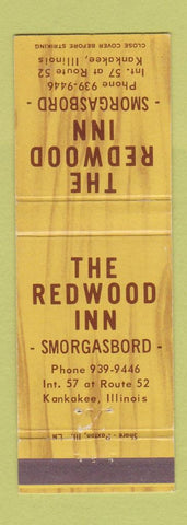 Matchbook Cover - The Redwood Inn Smorgasbord Kankakee IL