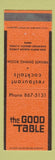 Matchbook Cover - The Good Table Harwood Heights IL