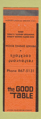 Matchbook Cover - The Good Table Harwood Heights IL