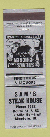 Matchbook Cover - Sam's Steak House Mendota IL WEAR