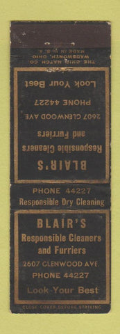 Matchbook Cover - Blair's Cleaners Furriers WEAR