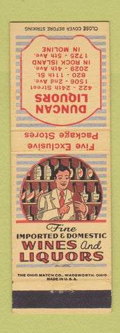 Matchbook Cover - Duncan Liquors Moline Rock Island IL