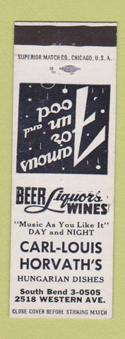 Matchbook Cover - Carl Louis Horvath's Hungarian Restaurant