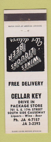 Matchbook Cover - Cellar Key Liquor Fort Lauderdale FL