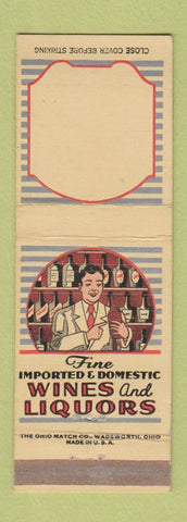 Matchbook Cover - Wines and Liquors stock cut BLANK