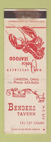 Matchbook Cover - Benders Tavern Canton OH lobster WEAR