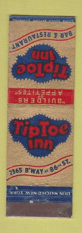 Matchbook Cover - Tip Toe Inn Restaurant Bar New York City