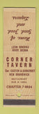 Matchbook Cover - Corner Tavern Restaurant New Brunswick NJ