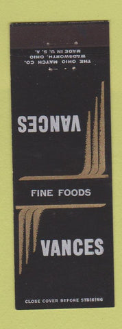 Matchbook Cover - Vances Restaurant