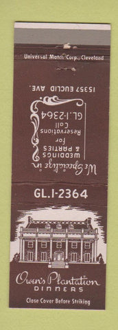 Matchbook Cover - Owen's Plantation Restaurant Cleveland OH