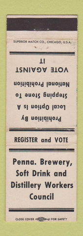 Matchbook Cover - PA Brewery Soft Drink Union WEAR