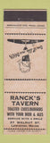 Matchbook Cover - Ranck's Tavern Lewiston ME WEAR