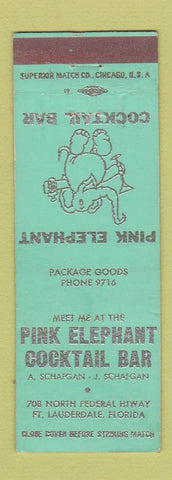 Matchbook Cover - Pink Elephant Cocktail Bar Fort Lauderdale FL