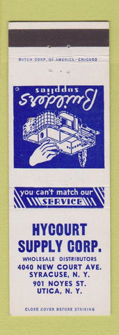 Matchbook Cover - Hycourt Supply Hardware Syracuse Utica NY