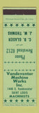 Matchbook Cover - Vandeventer Machine Works St Louis MO