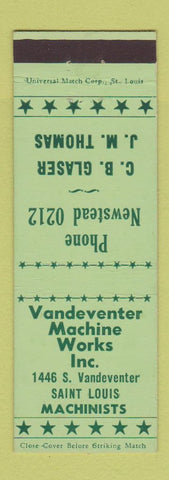 Matchbook Cover - Vandeventer Machine Works St Louis MO