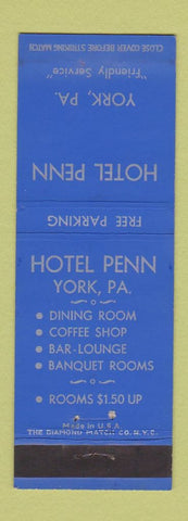 Matchbook Cover - Hotel Penn York PA