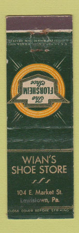 Matchbook Cover - Wian's Shoe Store Lewistown PA Florsheim Feature WEAR