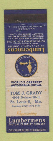 Matchbook Cover - Lumbermens Insurance Tom Grady St Louis MO