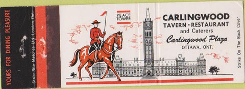 Matchbook Cover - Carlingwood Tavern Restaurant Ottawa ON
