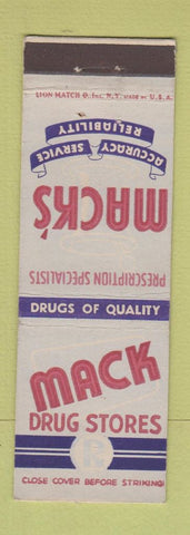 Matchbook Cover - Mack's Drug Stores