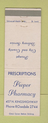 Matchbook Cover - Pieper Drug St Louis MO