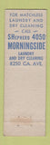 Matchbook Cover - Morningside Laundry Dry Cleaning WEAR