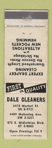 Matchbook Cover - Dale Cleaners Boardman OH WEAR