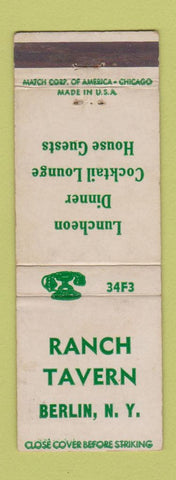 Matchbook Cover - Ranch Tavern Berlin NY WEAR