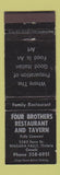 Matchbook Cover - Four Brothers Restaurant Tavern Niagara Falls ON WEAR