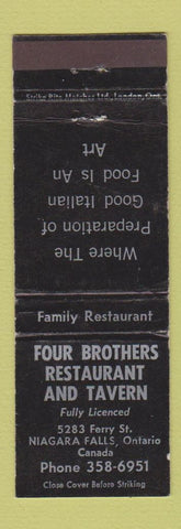 Matchbook Cover - Four Brothers Restaurant Tavern Niagara Falls ON WEAR